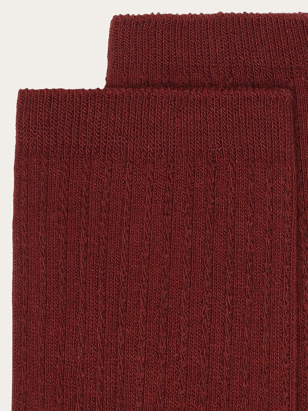 KnowledgeCotton Apparel - WMN 1-pack Cable structure socks - GOTS/Vegan Socks 1478 Fired Brick