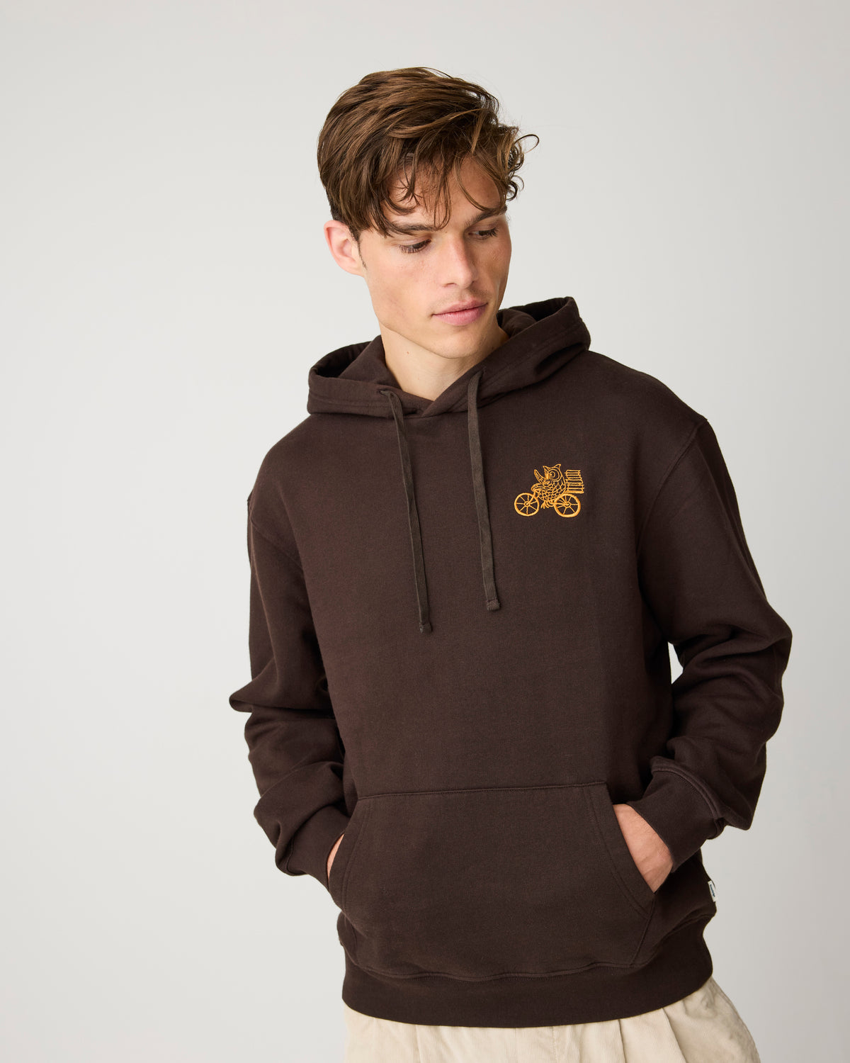Relaxed embroidery hoodie - Chocolate Torte