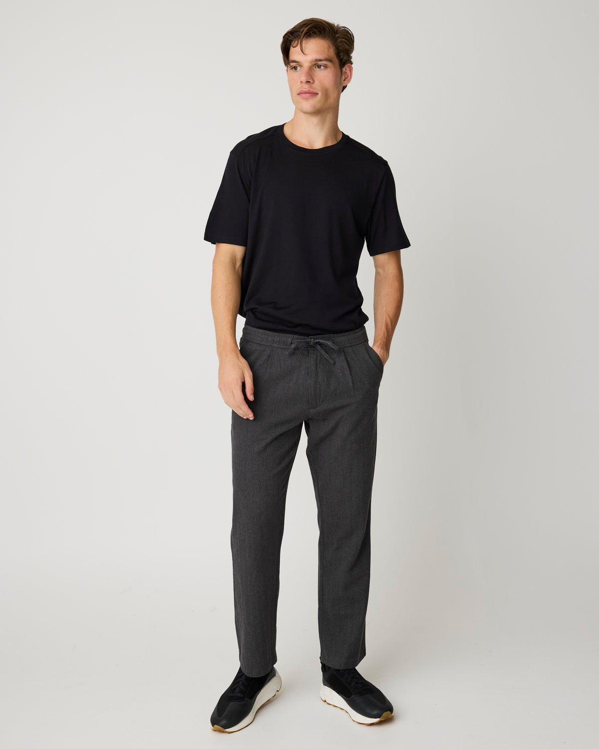 Fig comfort herringbone pants - Dark Grey Melange
