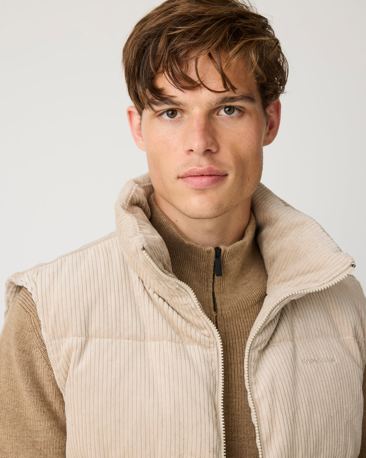 Merino full zip sweater - Kelp melange