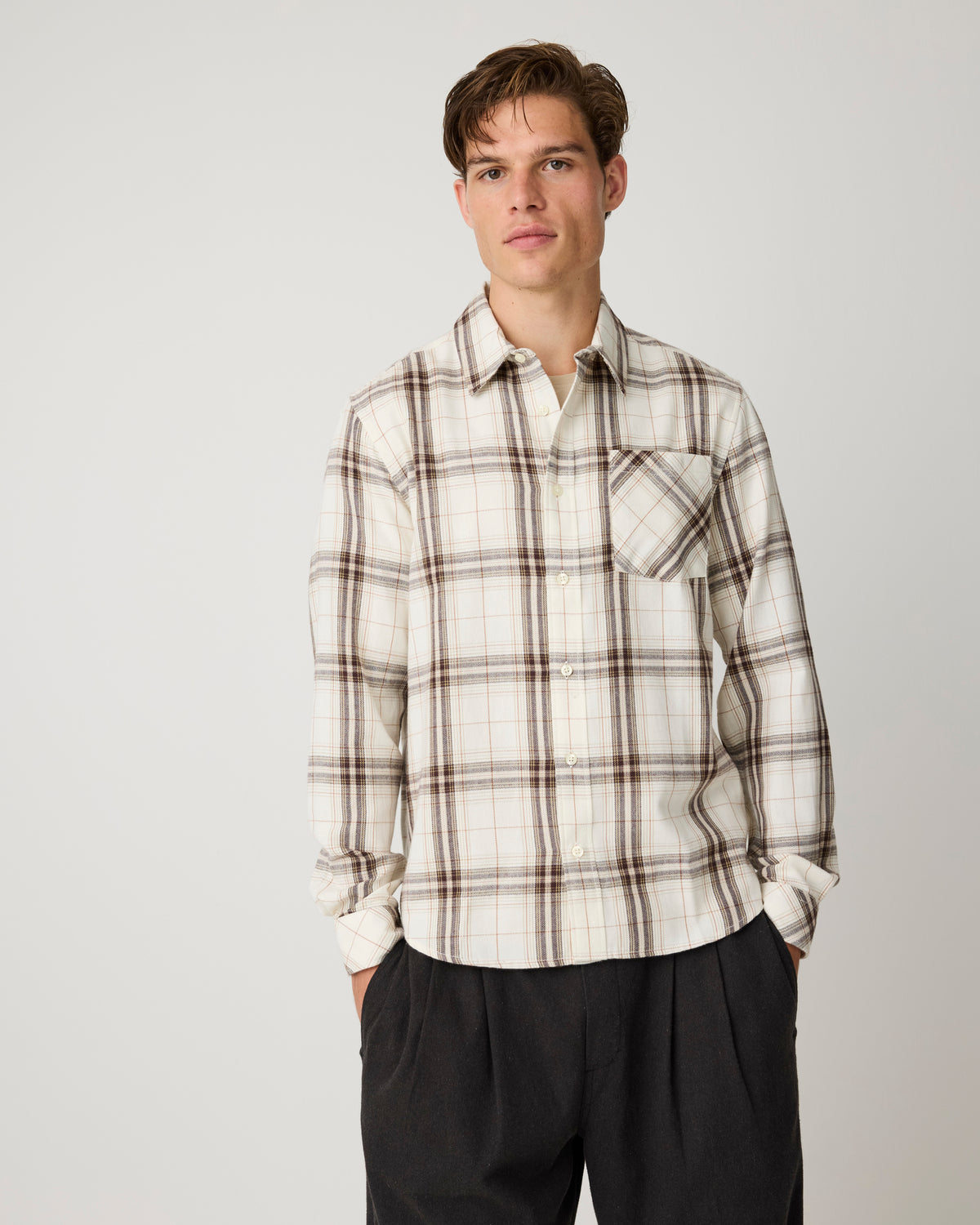 Dune regular check flannel shirt - Creme check