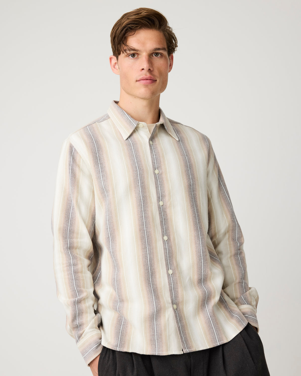 Dune regular stripe shirt - Creme Stripe