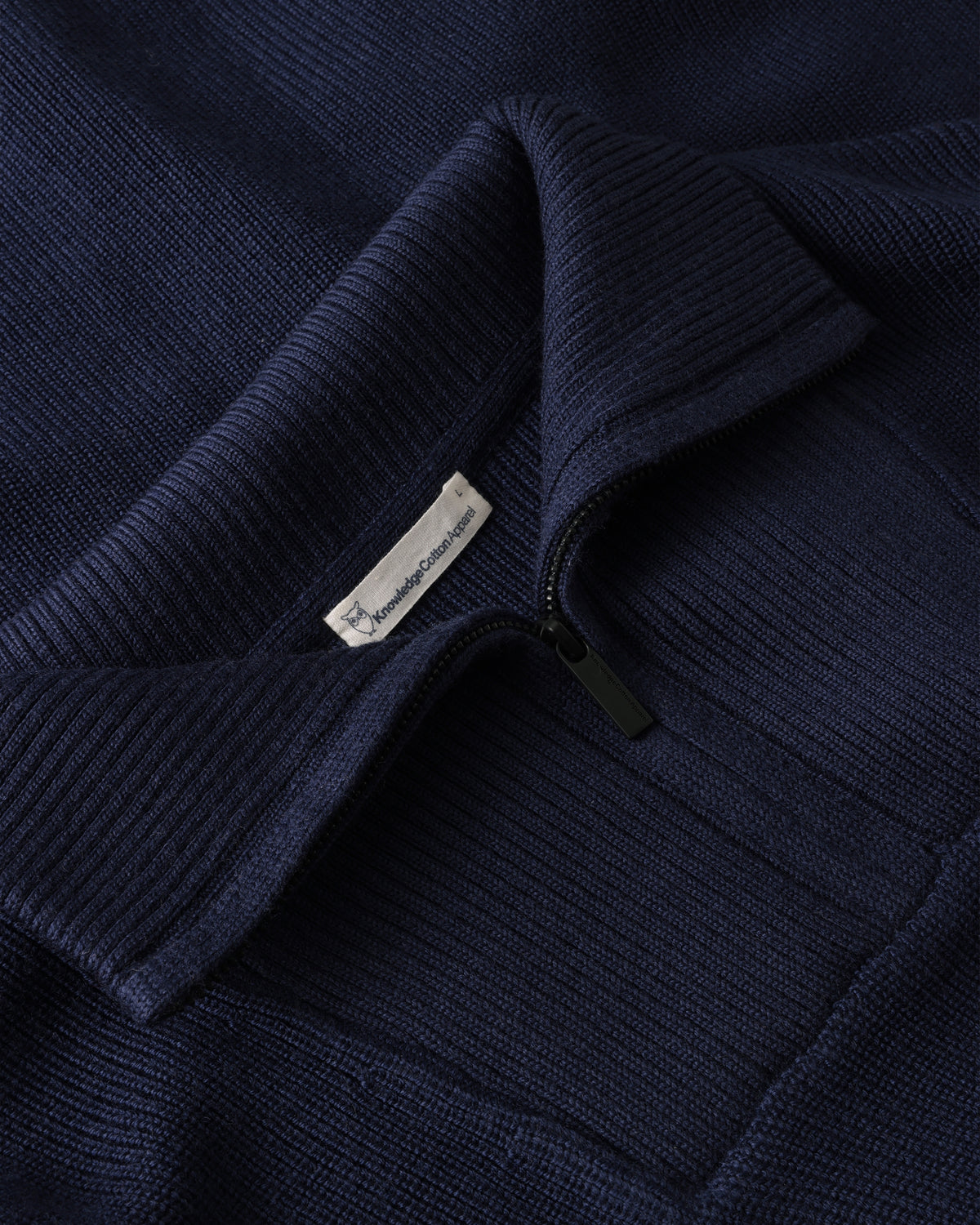 KnowledgeCotton Apparel - MEN 1/2 neck zip merino wool rib knit Knits 1001 Total Eclipse