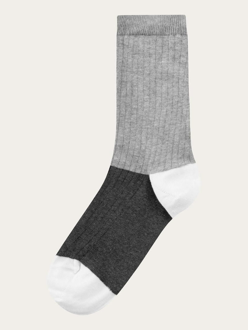 KnowledgeCotton Apparel - MEN 2-pack striped sock Socks 8031 Grey stripe