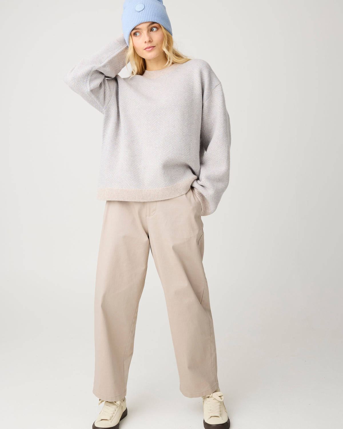 Bloom barrel pique pants - Light feather gray