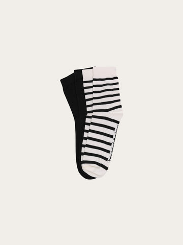 KnowledgeCotton Apparel - UNI 2 pack classic stripe socks Socks 1300 Black Jet