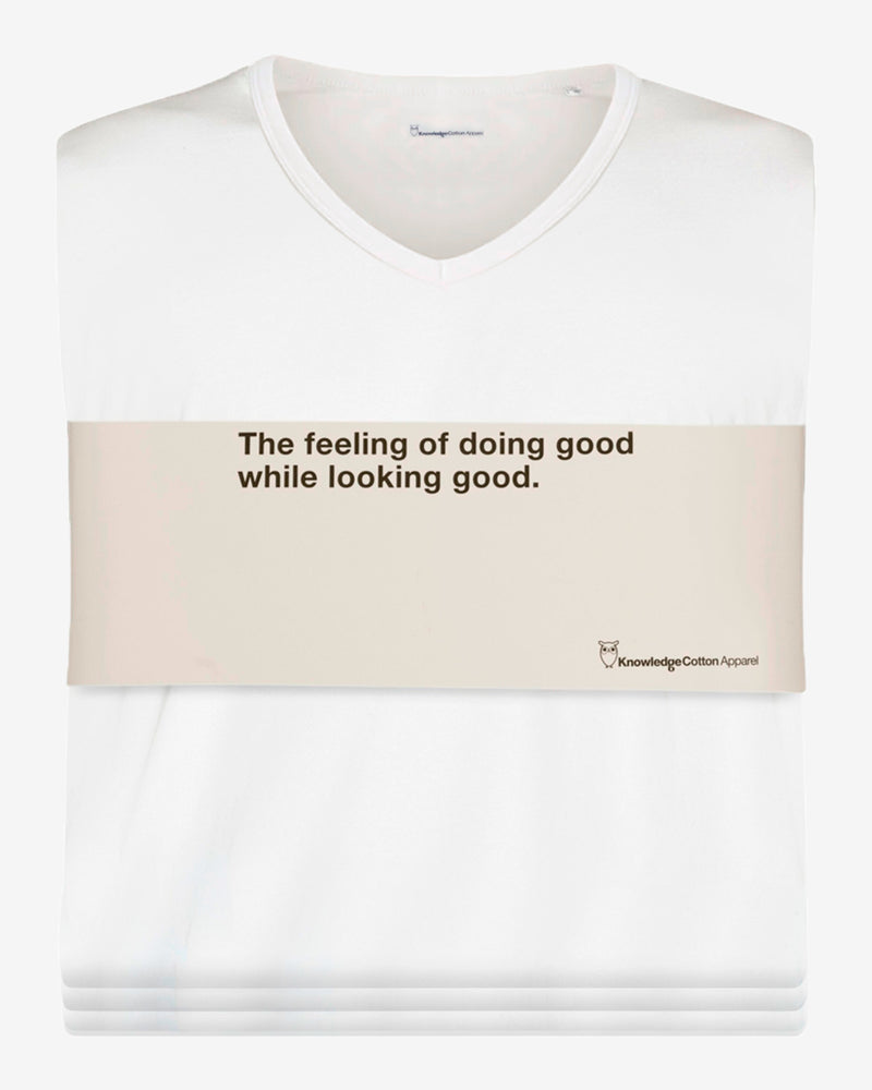 KnowledgeCotton Apparel - MEN 3-pack t-shirt Regular v-neck T-shirts 1010 Bright White