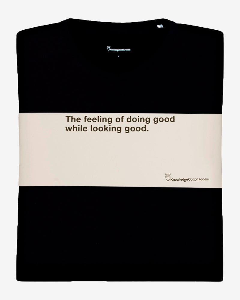 KnowledgeCotton Apparel - MEN 3-pack t-shirt Regular v-neck T-shirts 1300 Black Jet