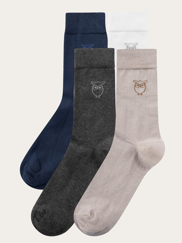 KnowledgeCotton Apparel - MEN 4-pack socks - solid socks Socks 1228 Light feather gray