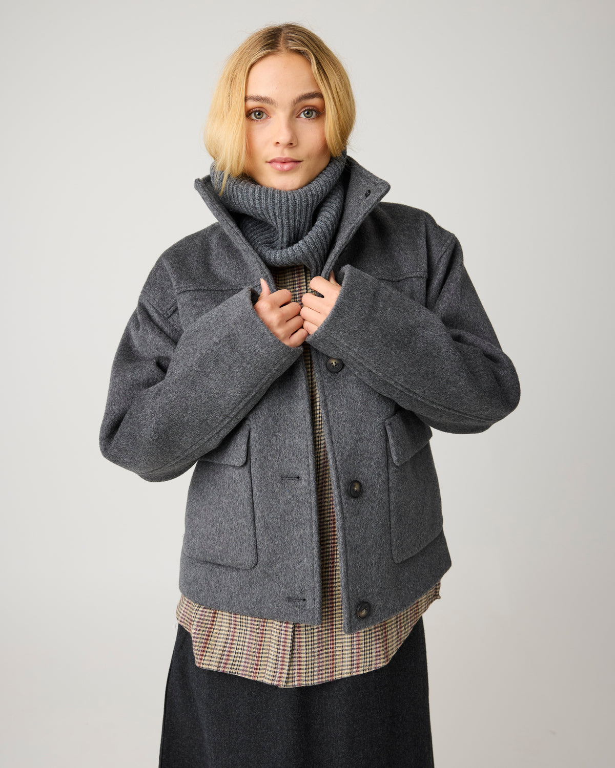 Lambswool rib snood - Dark Grey Melange