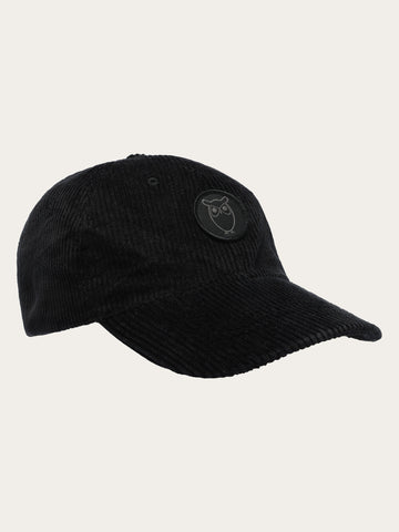 KnowledgeCotton Apparel - UNI 8 Wales corduroy cap Caps 1300 Black Jet