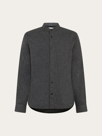 KnowledgeCotton Apparel - MEN Arch regular flannel shirt Shirts 1073 Dark Grey Melange