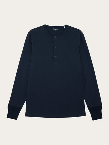 KnowledgeCotton Apparel - MEN Heavy jersey henley shirt Henleys 1001 Total Eclipse