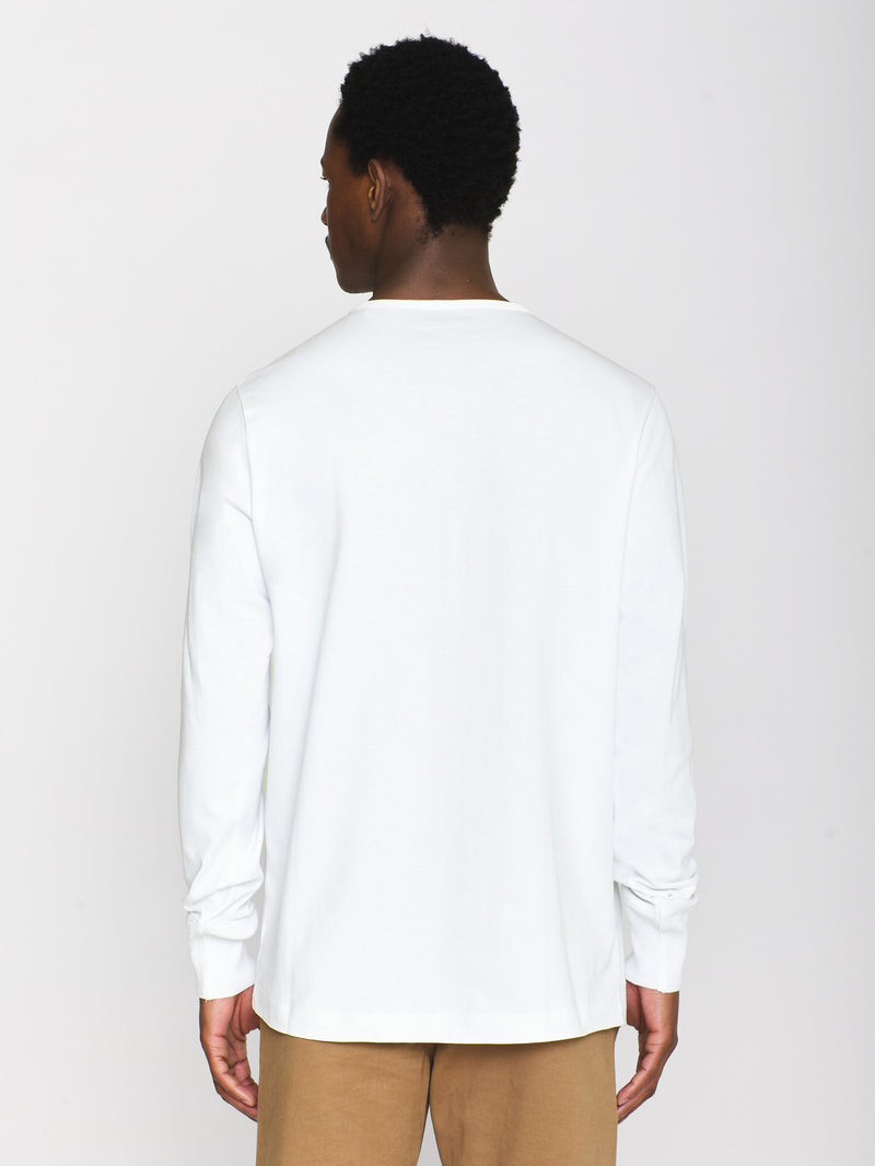 KnowledgeCotton Apparel - MEN BO long sleeve henley - Regenerative Organic Certified™ - GOTS/Vegan Henleys 1010 Bright White