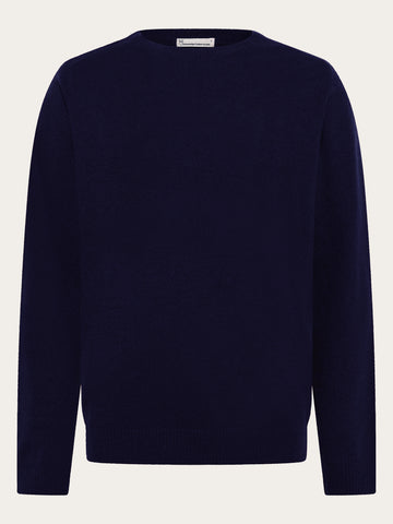 KnowledgeCotton Apparel - MEN Basic o-neck knit Knits 1001 Total Eclipse