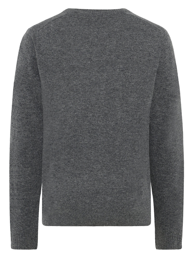 KnowledgeCotton Apparel - MEN Basic o-neck knit Knits 1073 Dark Grey Melange
