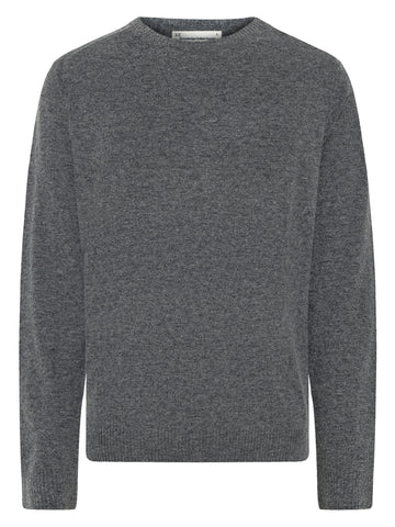 KnowledgeCotton Apparel - MEN Basic o-neck knit Knits 1073 Dark Grey Melange