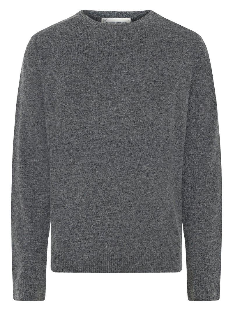 KnowledgeCotton Apparel - MEN Basic o-neck knit Knits 1073 Dark Grey Melange