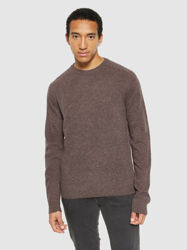 KnowledgeCotton Apparel - MEN Basic o-neck knit Knits 1243 Demitasse (brown)