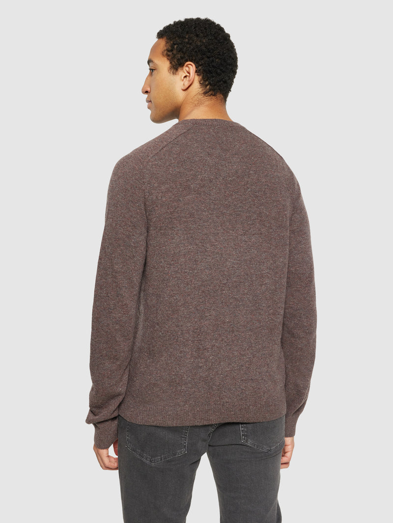 KnowledgeCotton Apparel - MEN Basic o-neck knit Knits 1243 Demitasse (brown)