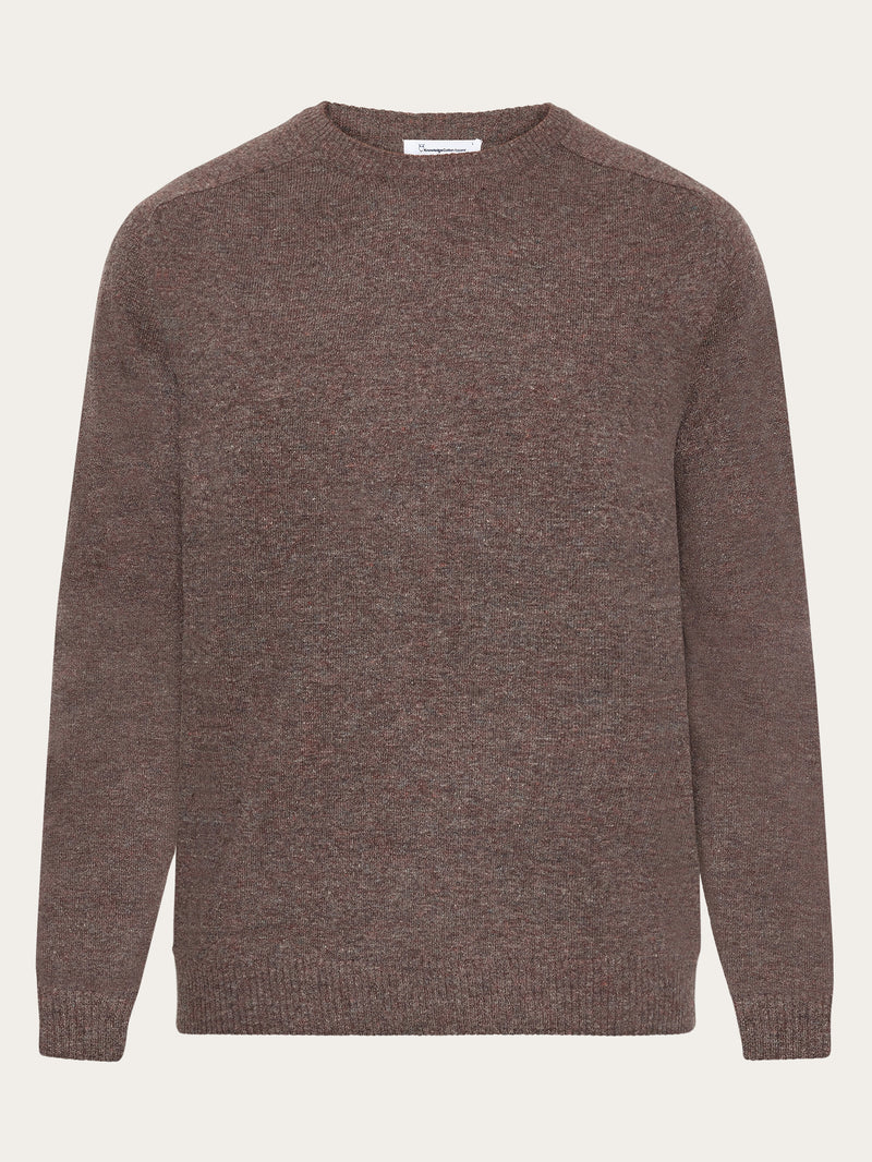 KnowledgeCotton Apparel - MEN Basic o-neck knit Knits 1243 Demitasse (brown)