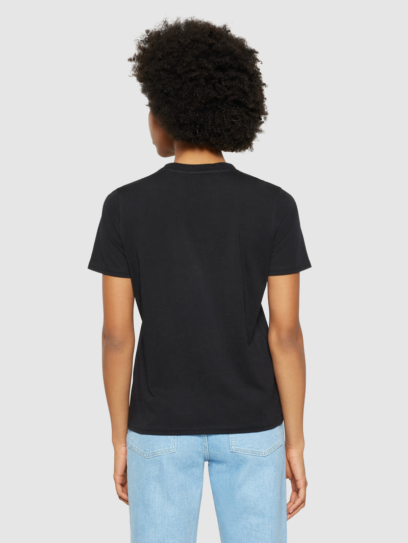 KnowledgeCotton Apparel - WMN Basic pima cotton t-shirt - GOTS/Vegan T-shirts 1300 Black Jet