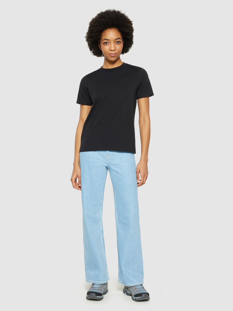 KnowledgeCotton Apparel - WMN Basic pima cotton t-shirt - GOTS/Vegan T-shirts 1300 Black Jet