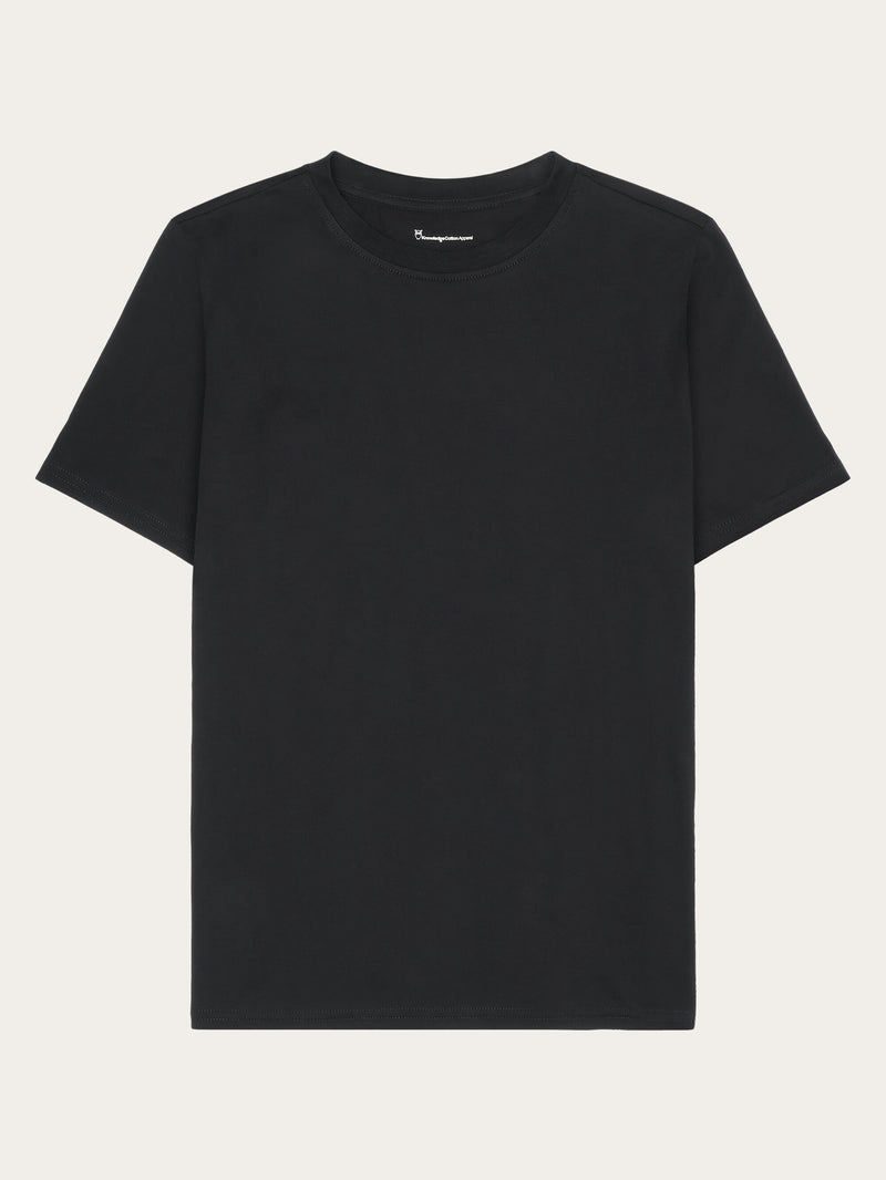KnowledgeCotton Apparel - WMN Basic pima cotton t-shirt - GOTS/Vegan T-shirts 1300 Black Jet
