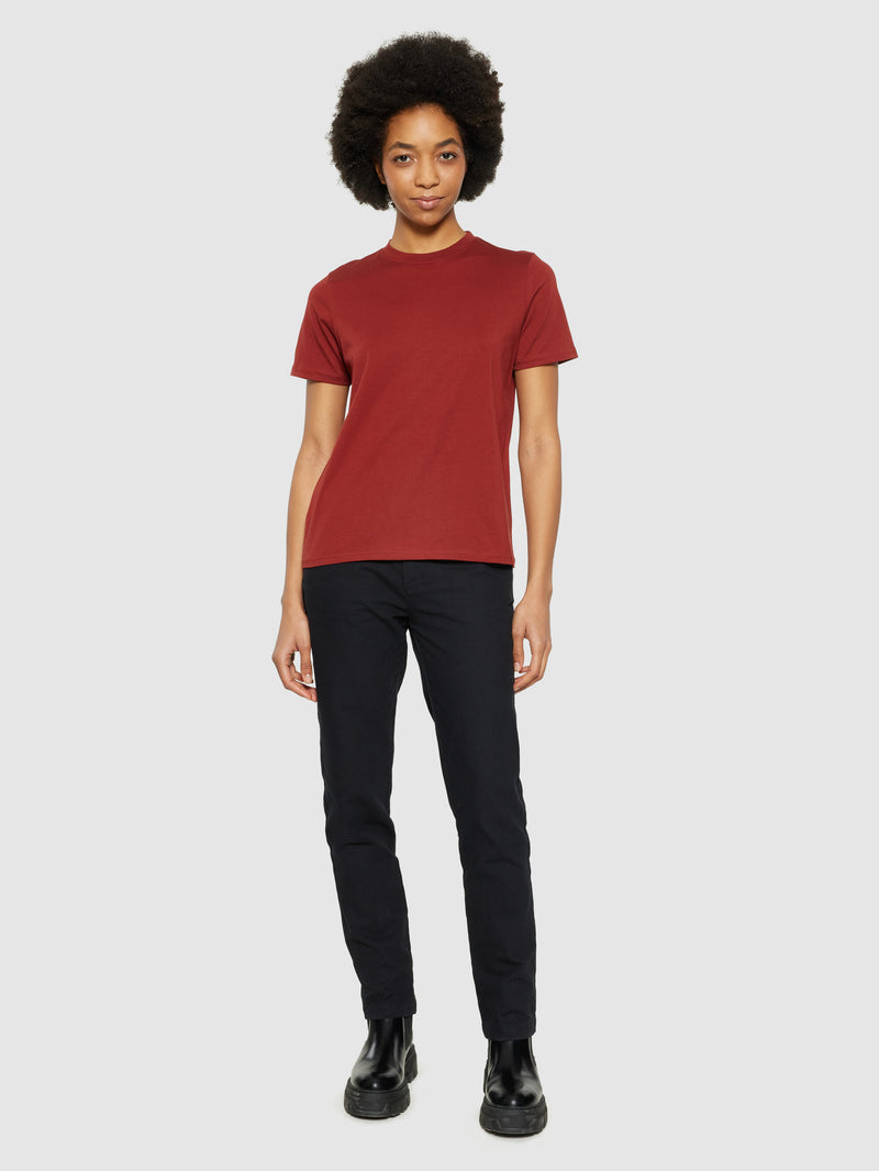 KnowledgeCotton Apparel - WMN Basic pima cotton t-shirt - GOTS/Vegan T-shirts 1478 Fired Brick