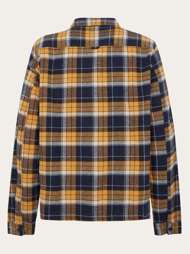 KnowledgeCotton Apparel - MEN Big checked heavy flannel overshirt Overshirts 7036 Navy check