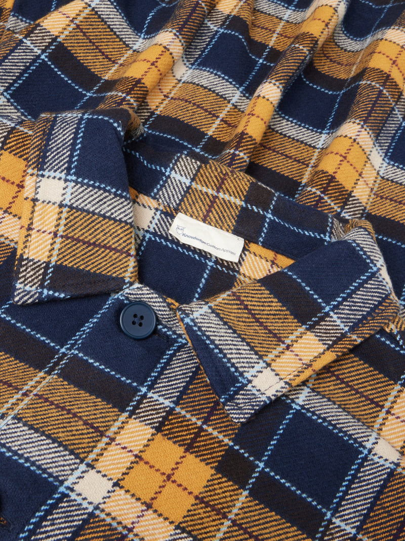 KnowledgeCotton Apparel - MEN Big checked heavy flannel overshirt Overshirts 7036 Navy check