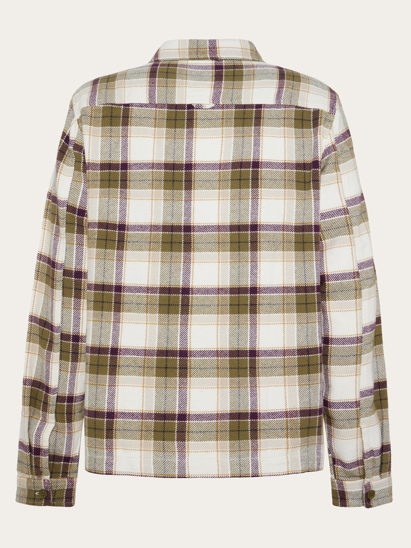 KnowledgeCotton Apparel - MEN Big checked heavy flannel overshirt Overshirts 7037 Green Check