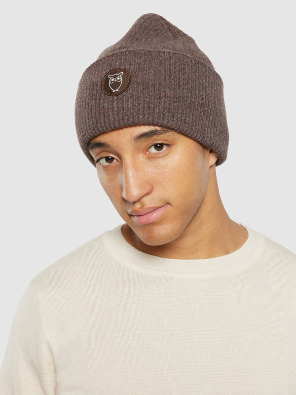 KnowledgeCotton Apparel - UNI Big rib beanie Hats 1243 Demitasse (brown)