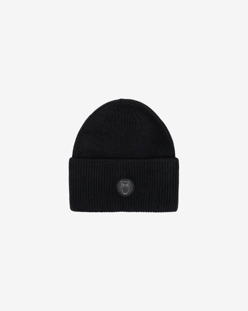 KnowledgeCotton Apparel - UNI Big rib beanie Hats 1300 Black Jet