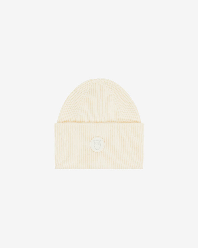 KnowledgeCotton Apparel - UNI Big rib beanie Hats 1387 Egret