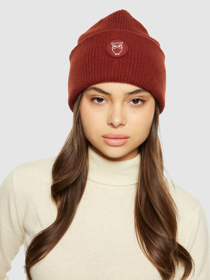 KnowledgeCotton Apparel - UNI Big rib beanie Hats 1478 Fired Brick