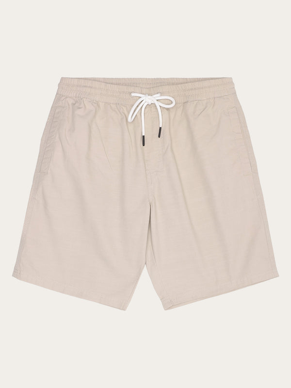 KnowledgeCotton Apparel - MEN Boardwalk slub shorts with elastic waist - GOTS/Vegan Shorts 1228 Light feather gray