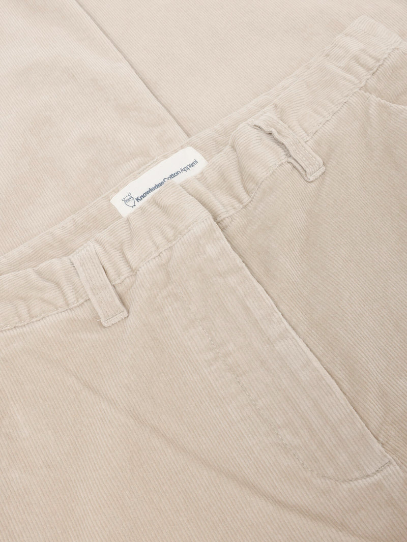 KnowledgeCotton Apparel - WMN Bora wide corduroy pant Pants 1228 Light feather gray