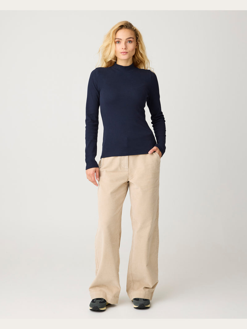 KnowledgeCotton Apparel - WMN Bora wide corduroy pant Pants 1228 Light feather gray