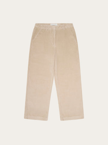 KnowledgeCotton Apparel - WMN Bora wide corduroy pants Pants 1228 Light feather gray