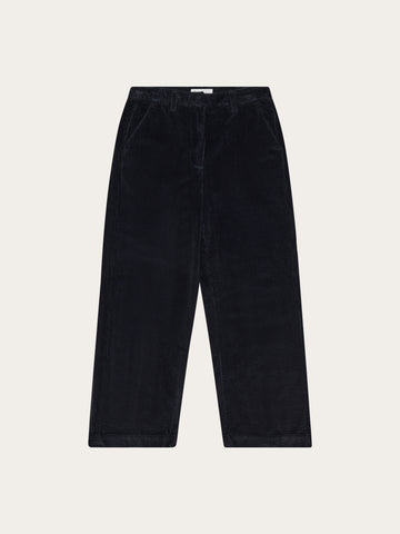 KnowledgeCotton Apparel - WMN Bora wide corduroy pants Pants 1300 Black Jet