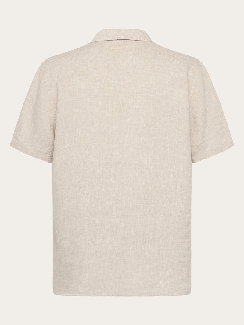 KnowledgeCotton Apparel - MEN Box fit short sleeved linen shirt Shirts 1228 Light feather gray