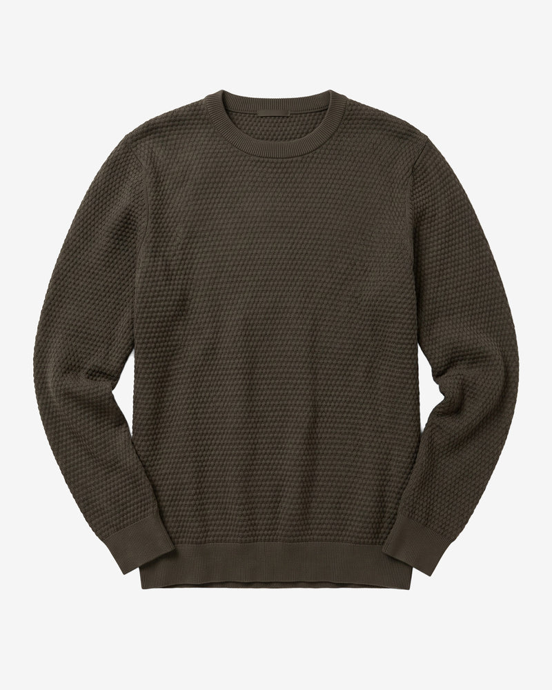 KnowledgeCotton Apparel - MEN Bubble knit crew neck Knits 1090 Forest Night