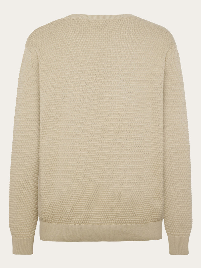 KnowledgeCotton Apparel - MEN Bubble knit crew neck Knits 1228 Light feather gray