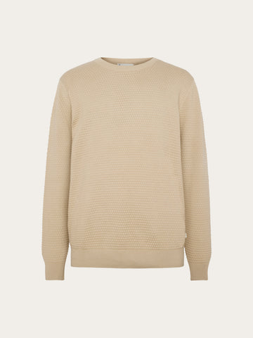 KnowledgeCotton Apparel - MEN Bubble knit crew neck Knits 1228 Light feather gray