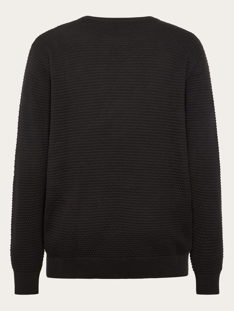 KnowledgeCotton Apparel - MEN Bubble knit crew neck Knits 1487 Chocolate Torte