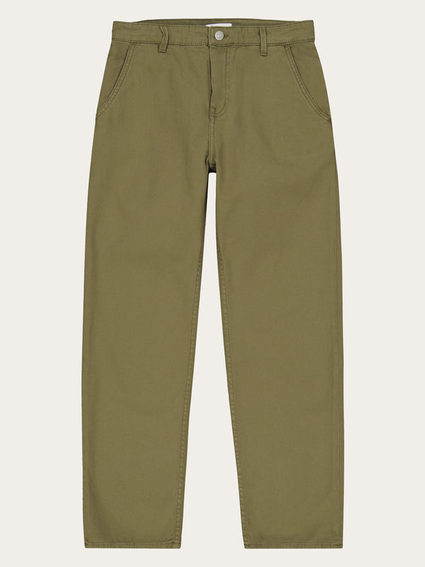 KnowledgeCotton Apparel - WMN CALLA tapered canvas pant Pants 1068 Burned Olive
