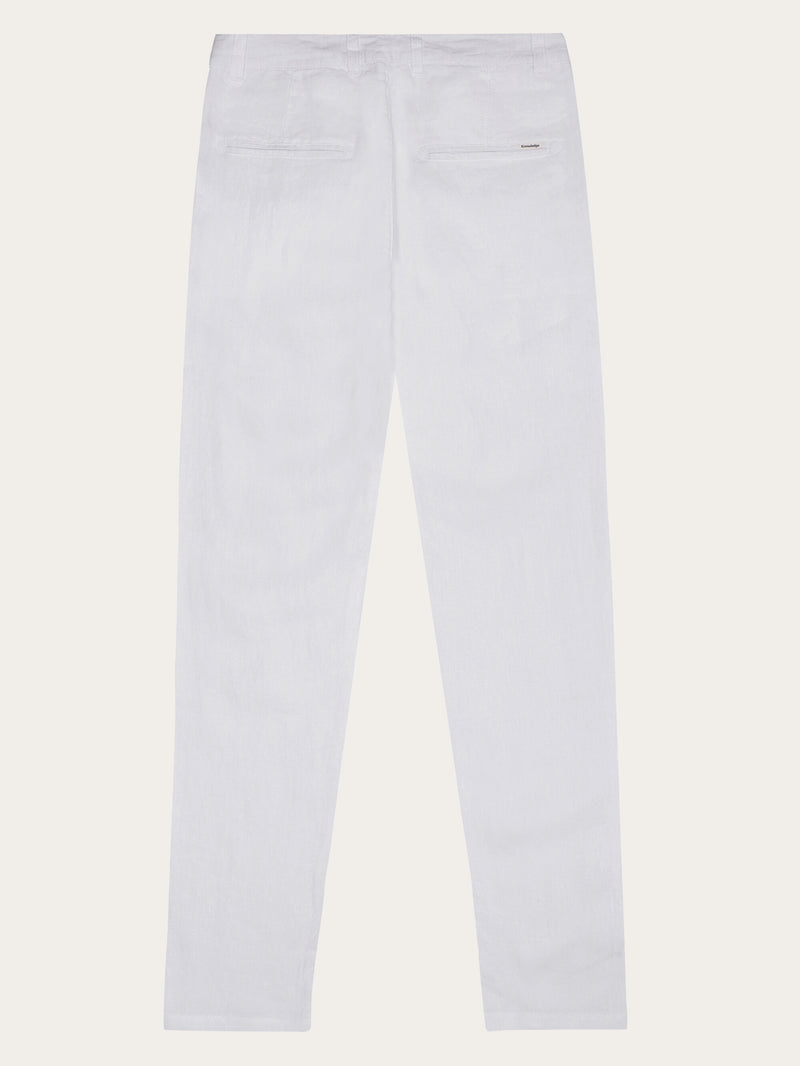 KnowledgeCotton Apparel - WMN CALLA tapered mid-rise linen pants - GOTS/Vegan Pants 1010 Bright White