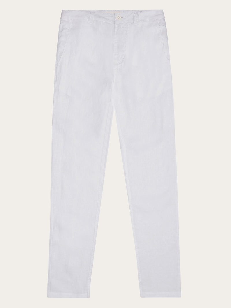 KnowledgeCotton Apparel - WMN CALLA tapered mid-rise linen pants - GOTS/Vegan Pants 1010 Bright White