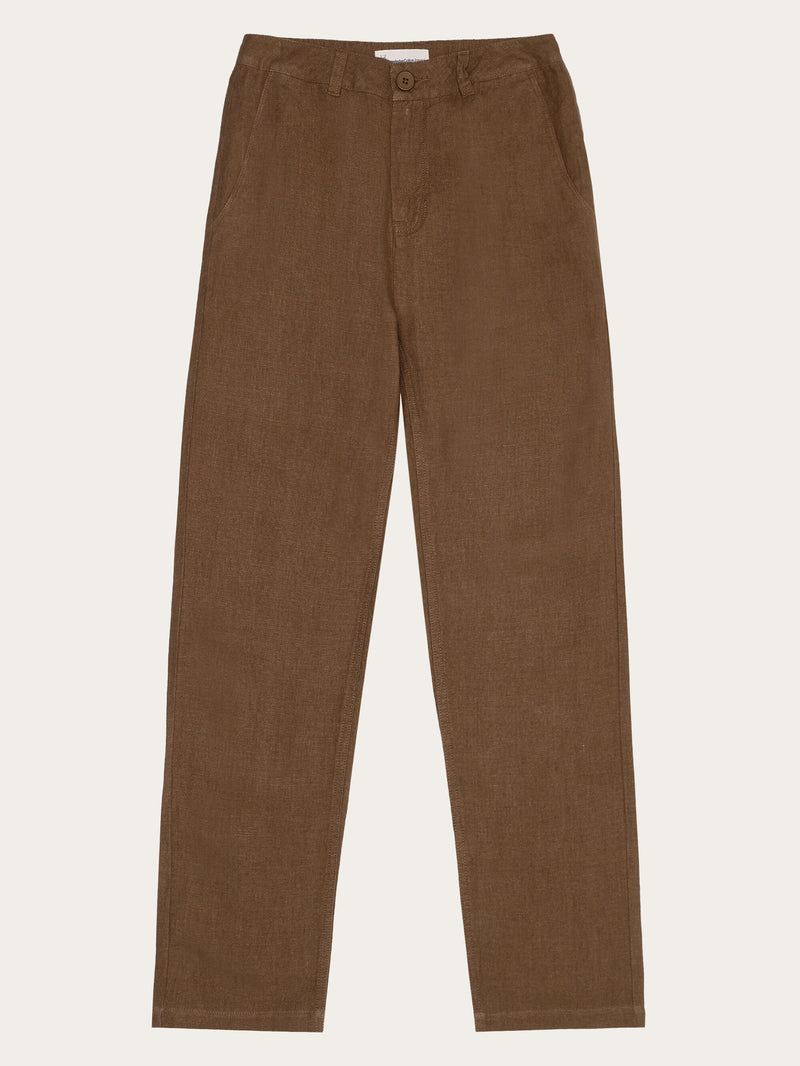 KnowledgeCotton Apparel - WMN CALLA tapered mid-rise linen pants - GOTS/Vegan Pants 1019 Tuffet